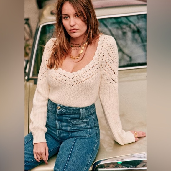Sezane Cream Knit Sweater - Picture 8 of 9